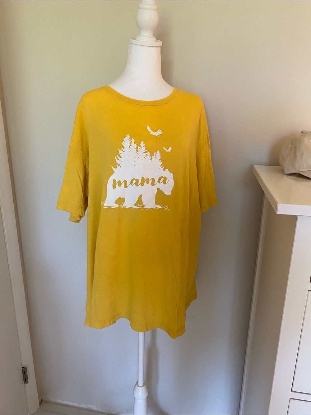 Mama Bear Graphic Tee - Yellow Women's Short Sleeve Top